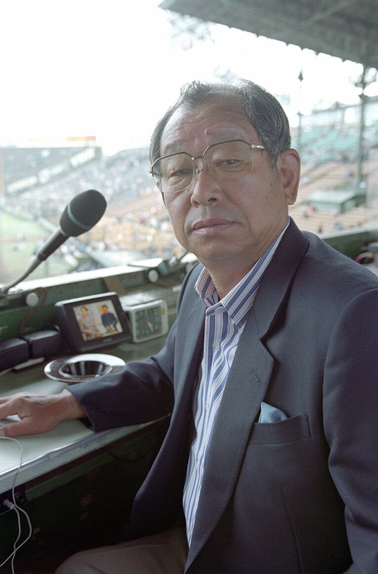 甲子園球場での解説にて　©Sports Graphic Number