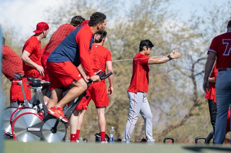 エンゼルスのキャンプで調整する大谷翔平　©Nanae Suzuki