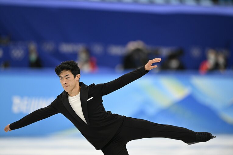 北京五輪団体でも圧巻の演技を披露したネイサン・チェン　©JMPA