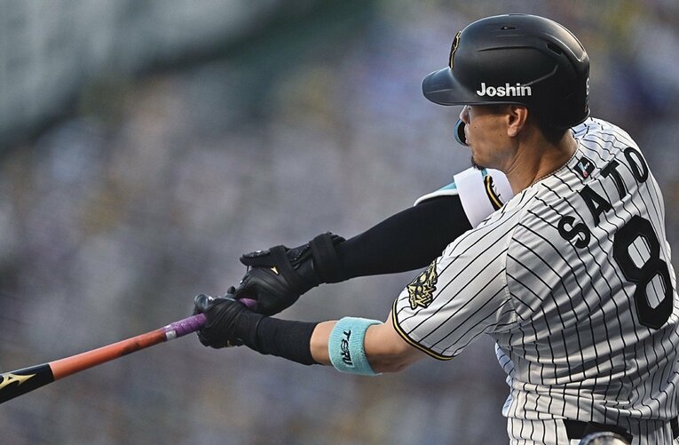 今季は39本塁打、97打点で二冠を独走する佐藤輝明（9月26日現在）©Hideki Sugiyama
