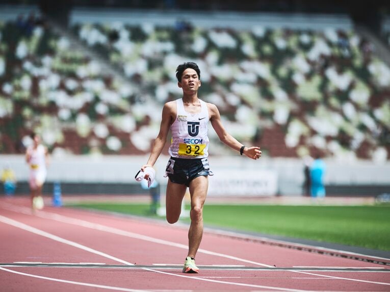 ハーフマラソンでは今年の箱根駅伝7区11位の梅崎蓮（2年）が62分41秒で2位に　©Yuki Suenaga