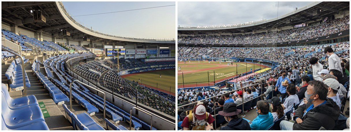 左:2021年6月10日佐々木朗希3回目登板。右:2022年4月17日