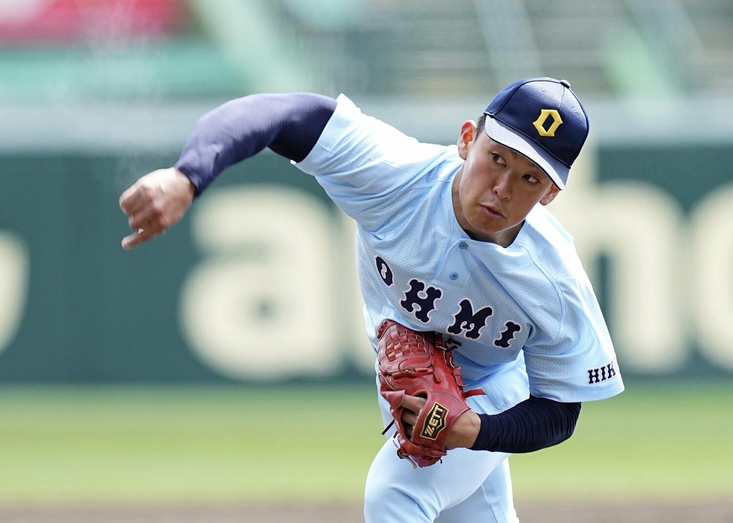 165球の熱投を見せた近江のエース・山田陽翔 ©KYODO