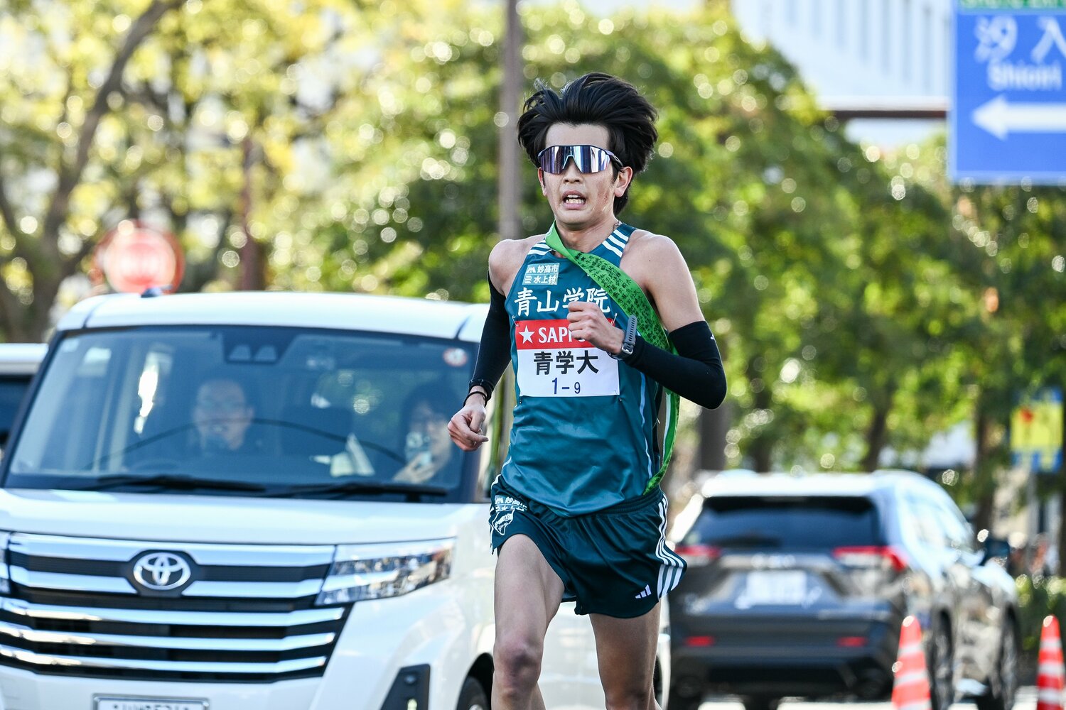 9区を走った青学大・佐藤有一（4年）。箱根駅伝初出場で区間賞を獲得した　©Nanae Suzuki