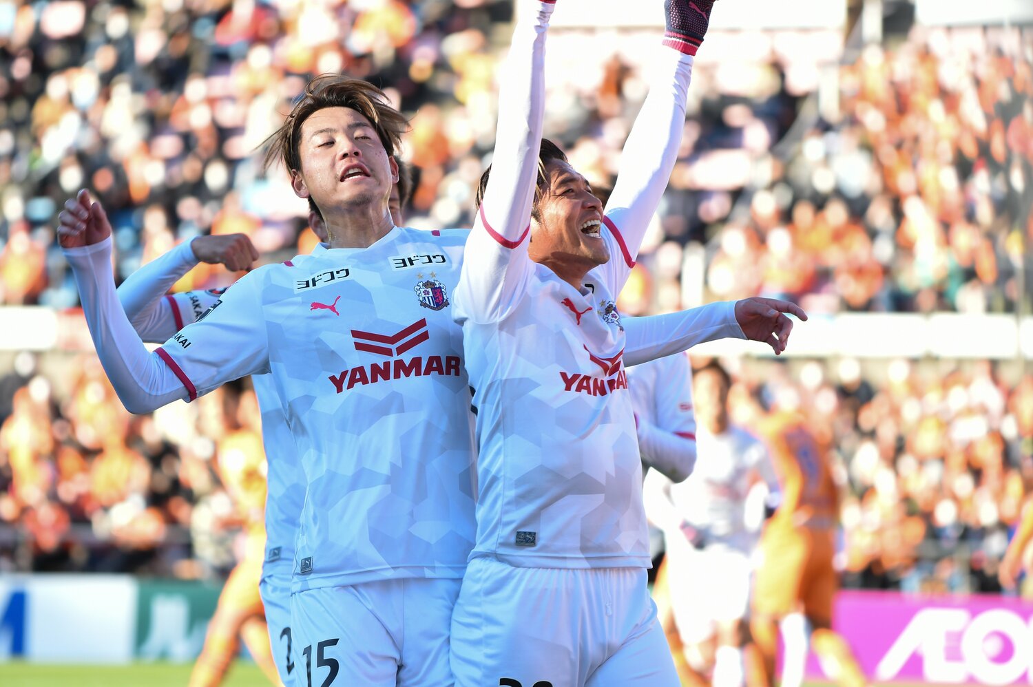 先制点を挙げて喜ぶセレッソ大久保ら　©︎J.LEAGUE