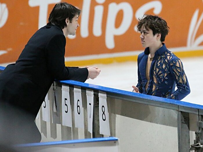 宇野昌磨とランビエルの以心伝心。ようやく言えた「自分に勝ちたい」。＜Number Web＞ photograph by Ryota Hasebe
