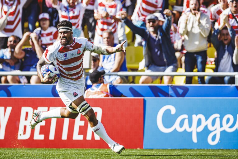 アマト・ファカタヴァのトライ（2023年ラグビーW杯アルゼンチン戦）【1/5枚】　©︎Kiichi Matsumoto