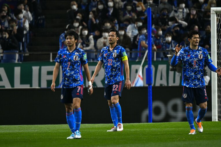 CKからベトナムに先制点を奪われた直後の選手たち　©Takuya Sugiyama/JMPA