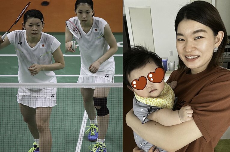 現在は子育てに奮闘中の高橋礼華。元相棒・松友美佐紀は夫・金子祐樹と混合ダブルスのペアを組む ／ photograph by L：JMPA　R：Ayaka Kaneko