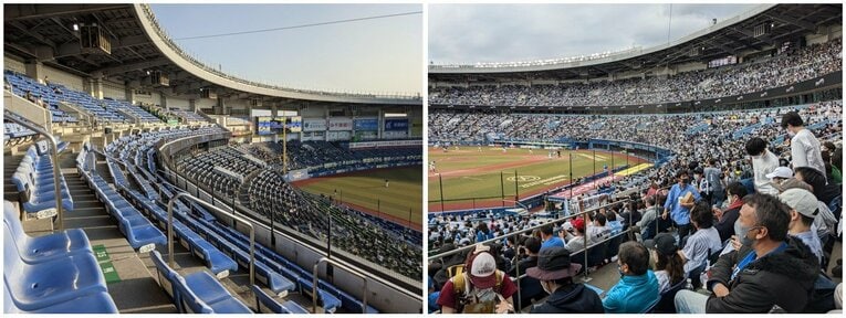 左：2021年6月10日佐々木朗希3回目登板。右：2022年4月17日