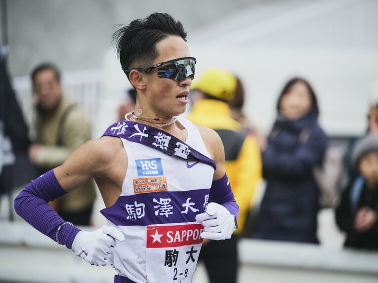 第101回箱根駅伝、復路8区を走った駒澤大・安原海晴（2年）は区間4位の力走　©Yuki Suenaga