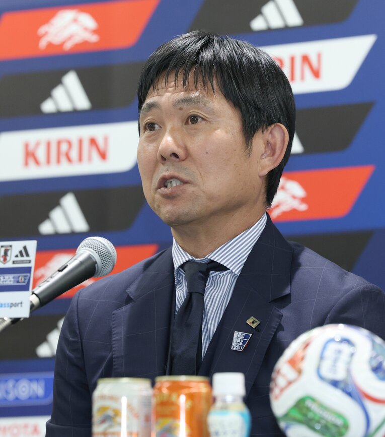 W杯から帰国した森保監督の記者会見。自身の進退については明言しなかった　©JIJI PRESS