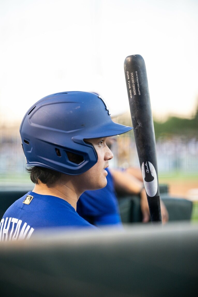 【Number現地撮影：大谷翔平の愛される日々】ドジャース再合流後の試合での大谷（写真は右に続きます）　©Nanae Suzuki
