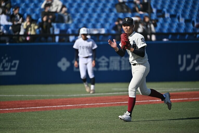 決勝の広陵戦で先発した南恒誠（2年）　©Hideki Sugiyama