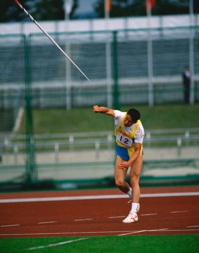 1992年べにばな国体で千葉県代表としてやり投に出場した室伏広治（当時高校3年）。ちなみにこの国体には松井秀喜、華原朋美も出場　©Shinichi Yamada/AFLO