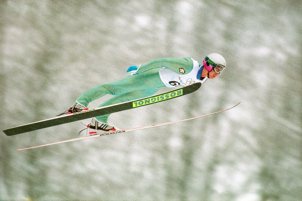 長野五輪の原田（写真をクリックすると船木と抱き合う姿などもご覧になれます）©Naoya Sanuki/JMPA