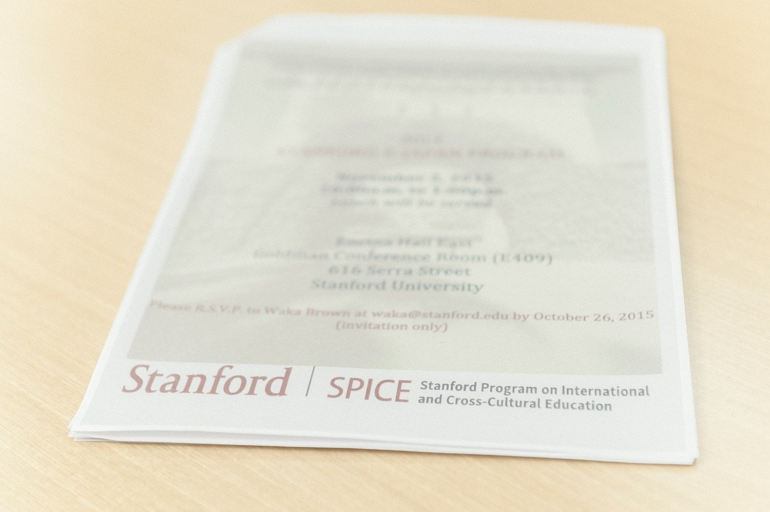 スタンフォード大学からの案内状