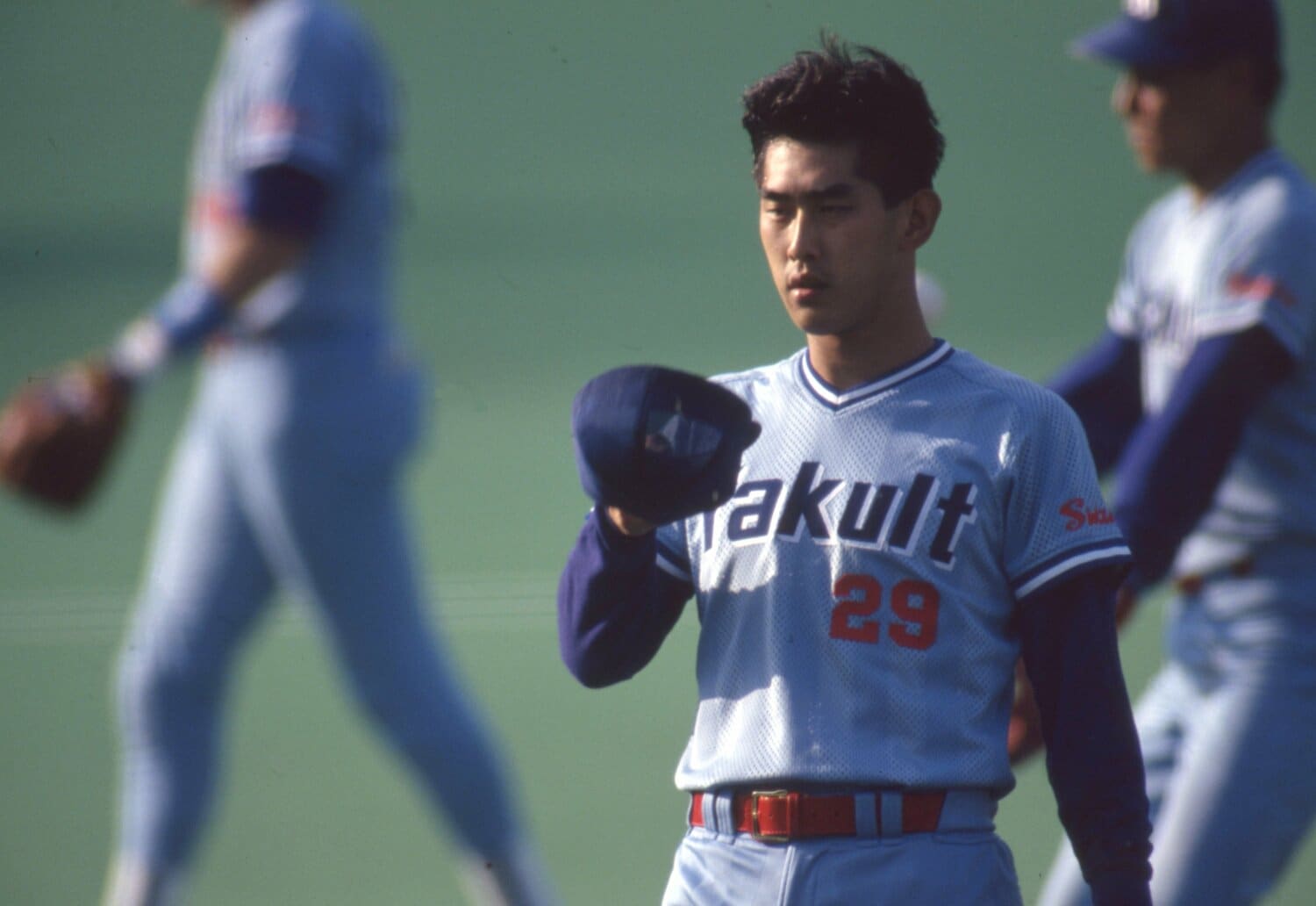 ヤクルト時代の1993年、日本シリーズでの西村 ©Takao Yamada