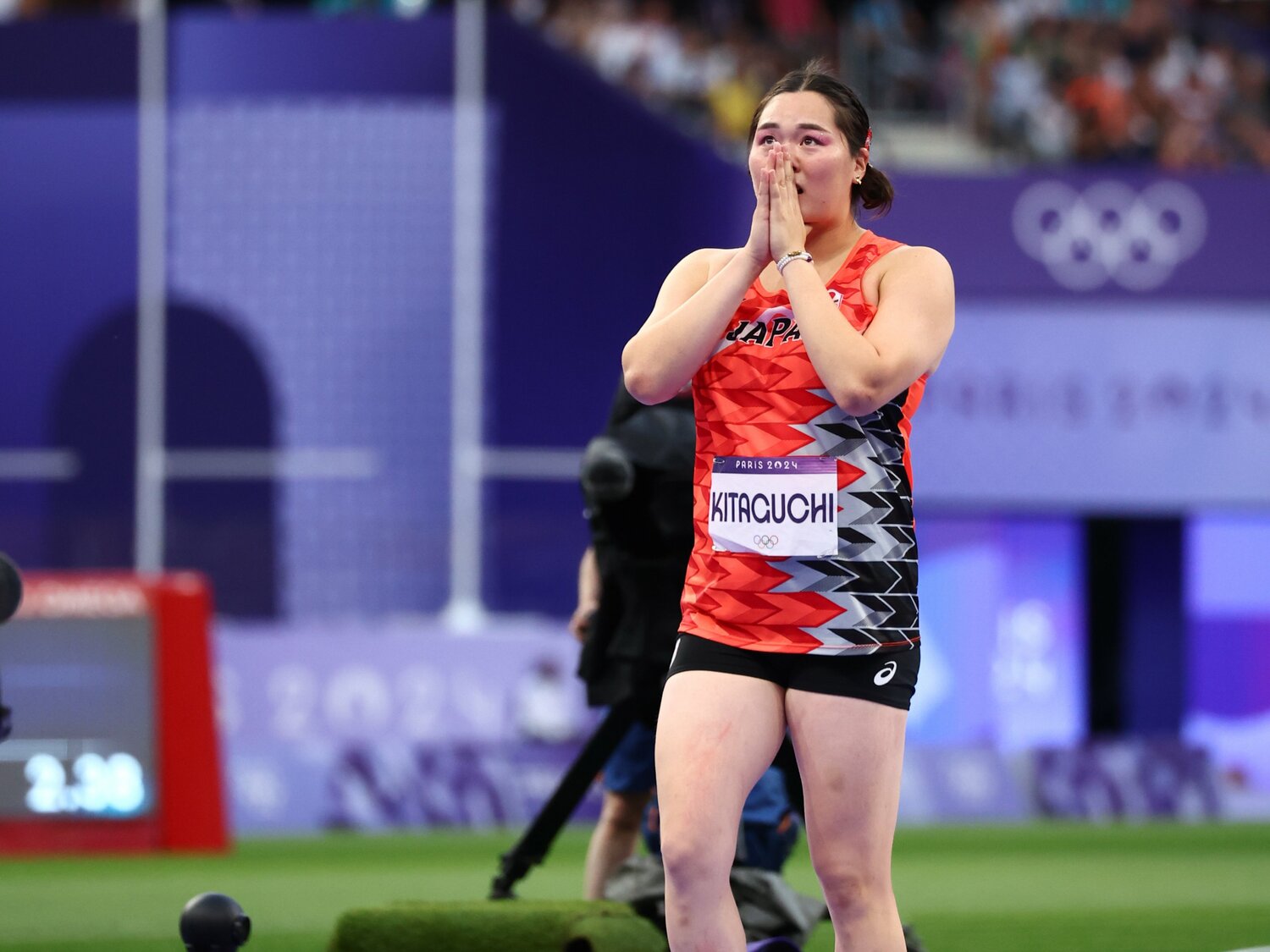 金メダルが確定した状況で最終6投目を終えた北口榛花　©Ryosuke Menju/JMPA