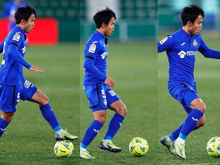 久保建英の“姿勢が美しすぎるドリブル”を連続写真で解析　 水沼貴史「スピードに乗った状態でも顔が…」＜Number Web＞ photograph by Daisuke Nakashima