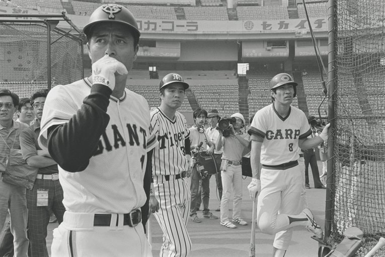 オールスター戦での王貞治、掛布雅之、山本浩二（1980年）©︎BUNGEI SHUNJU