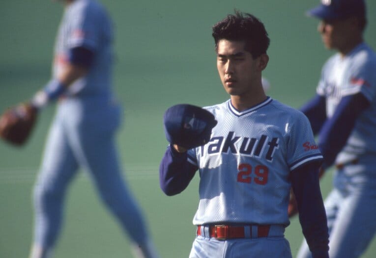 ヤクルト時代の1993年、日本シリーズでの西村　©Takao Yamada