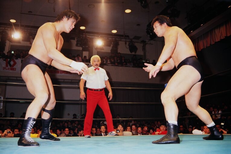 1987年、ワンマッチ興行にて行われた藤波vs木村健悟　©AFLO