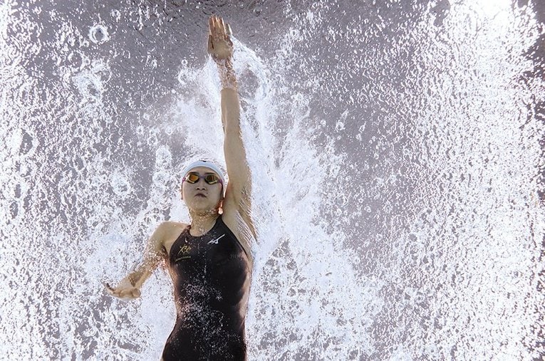 ジャパンオープンでの池江璃花子。日本選手権でどのような泳ぎを見せてくれるか、楽しみでしかない ／ photograph by Kyodo News