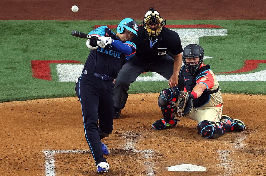 大谷翔平が放ったオールスターでの初ホームラン　©Richard Rodriguez/Getty Images