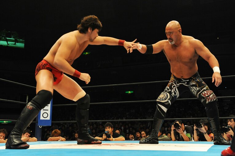 2008年10月13日、両国国技館。武藤敬司と中邑真輔の2度目のIWGP戦