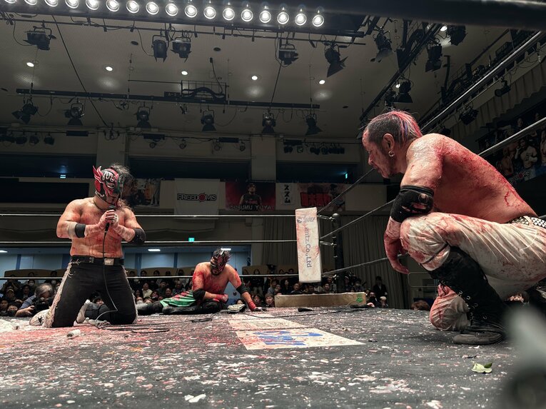 スワイプすると「エル・デスペラードvs葛西純」など激闘写真をご覧になれます　©Norihiro Hashimoto