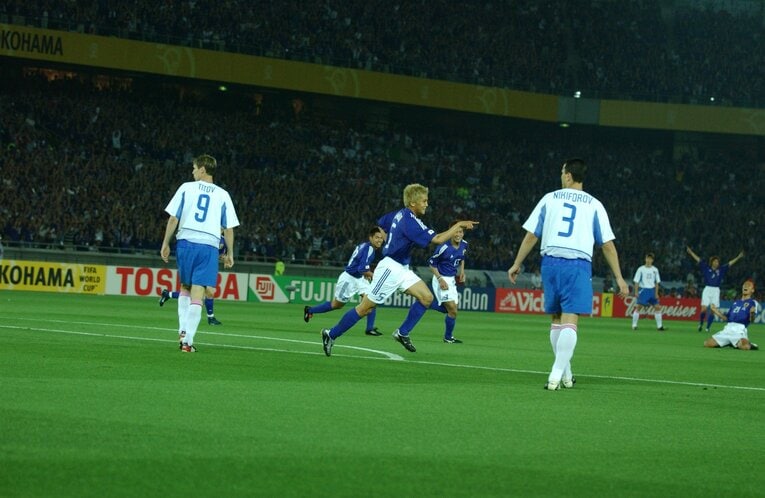 ロシア戦での決勝ゴール。日本中が熱狂した瞬間だった　©JMPA