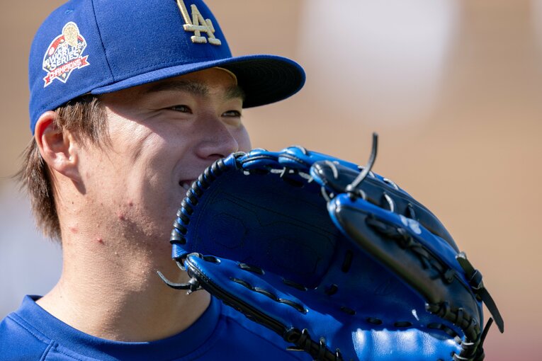 【常勝ドジャースと大谷らの”ステキな日常”／全100枚超】練習中も楽しそうな由伸…写真はまだまだ続きます　©Nanae Suzuki