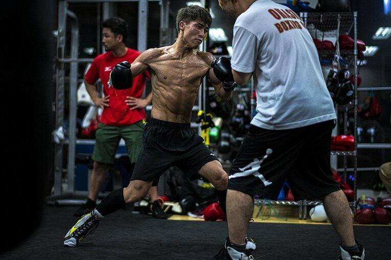 2019年ドネア戦前の公開練習 ／ photograph by Takuya Sugiyama