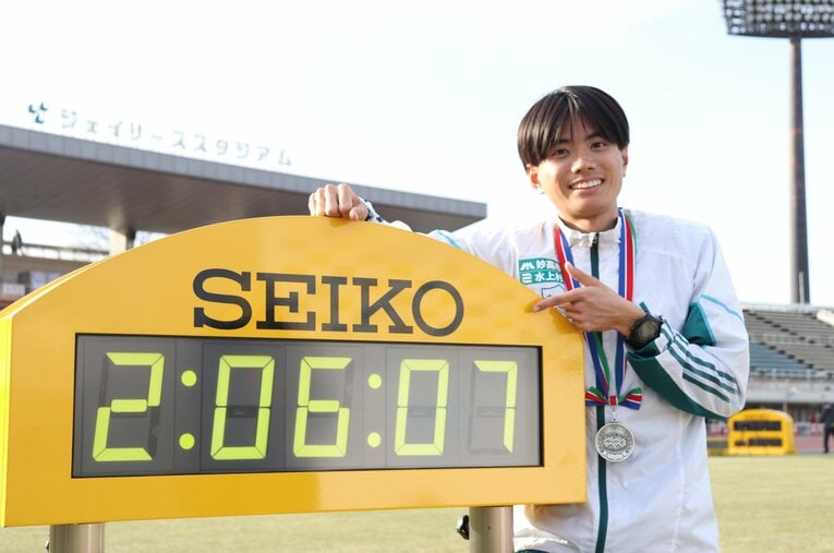 別大マラソンでは初マラソン日本最高記録（当時）で日本人トップの2位に入った　©JIJI PRESS