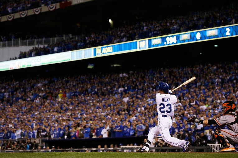 14年ワールドシリーズでの青木　©Getty Images