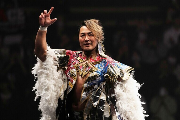 IWGP獲りに入場した棚橋弘至。3月6日、大田区総合体育館　©Masashi Hara