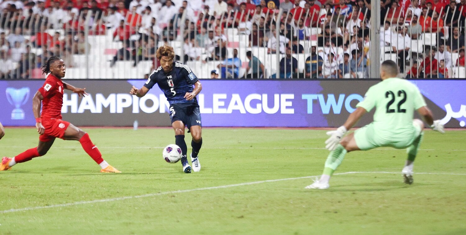 守田のチーム3点目。これでバーレーンは完全に戦意喪失した　©JIJI PRESS