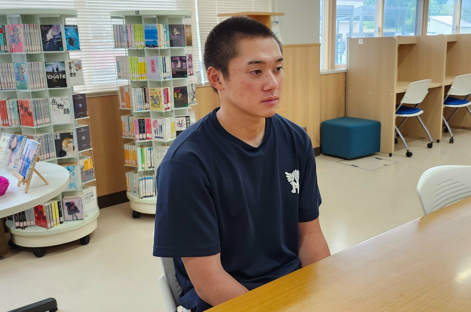 野辺地高校ただひとりの野球部員である松舘。投手としては140キロに迫る速球が武器だ　©Yuki Nihei