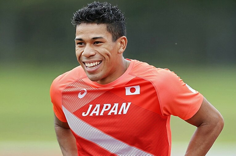 東京五輪のリレーメンバーとして日本代表の練習に参加したデーデー・ブルーノ ／ photograph by JIJI PRESS