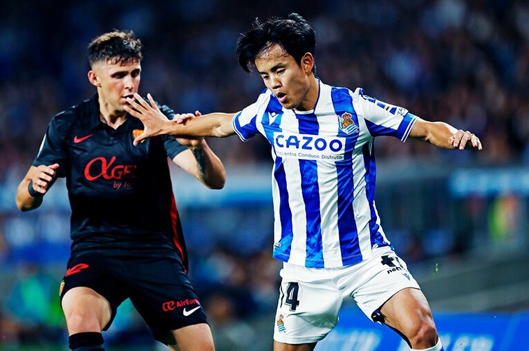 マジョルカ相手に得点を決めたかったところだが、連勝を飾るソシエダにあって久保建英は主力に定着している ／ photograph by Daisuke Nakashima