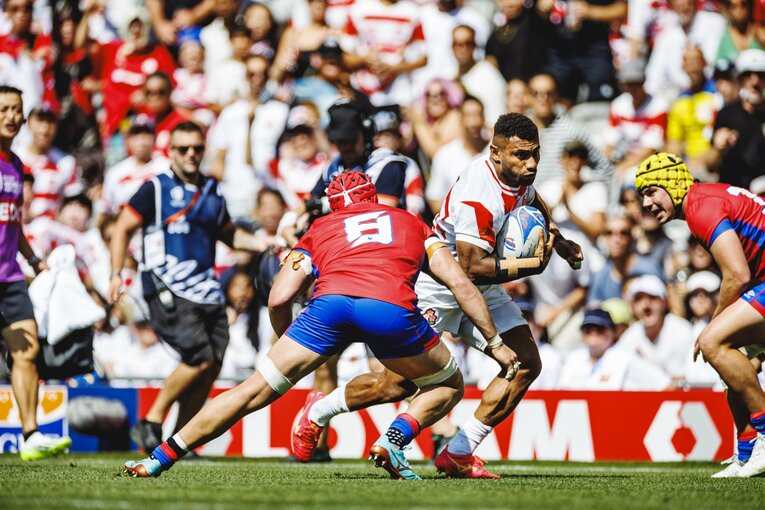 チリ戦の前半に勝ち越しトライをあげたジョネ・ナイカブラ　©Kiichi Matsumoto