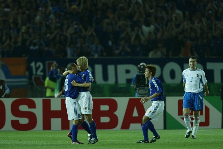 2002年日韓W杯ロシア戦、稲本潤一の2試合連続ゴール　©Naoya Sanuki