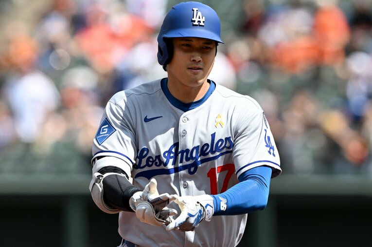 大谷がホームラン後に見せた「パターポーズ」 ©Getty Images