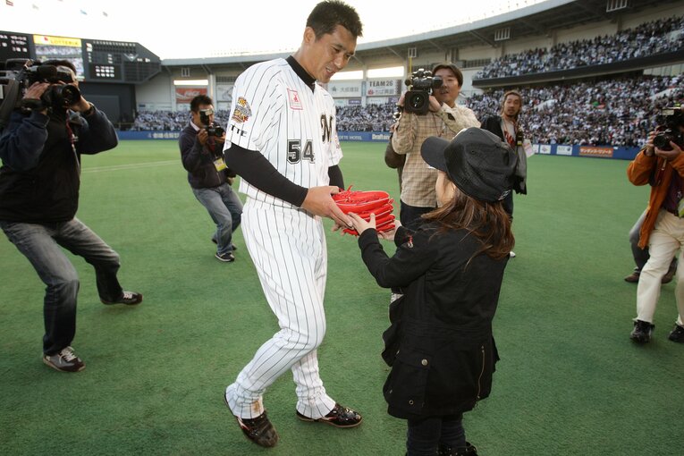 2008年3月15日、引退セレモニー　©︎Chiba Lotte Marines