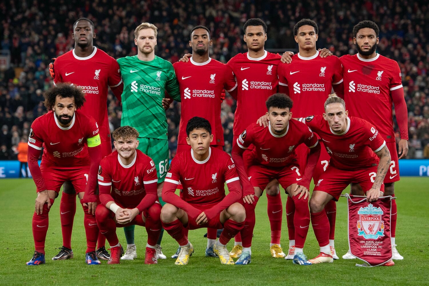 2023年12月、ヨーロッパリーグLASK戦のリバプール先発メンバー　©︎Getty Images