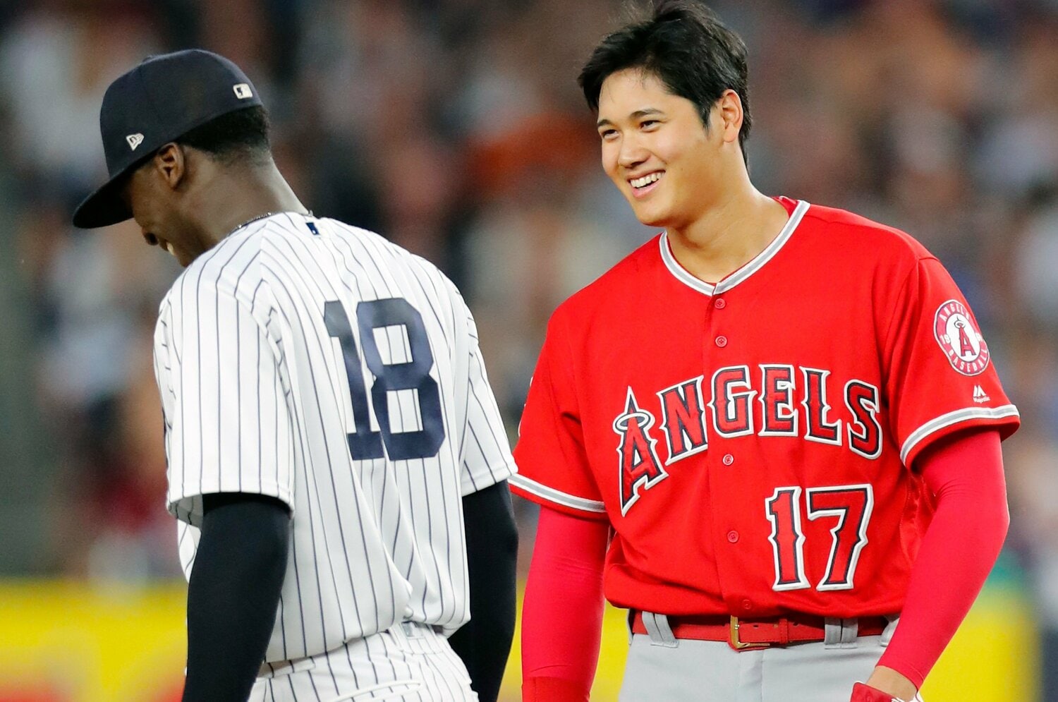 2018年、初のヤンキースタジアムでのヤンキース戦　©Getty Images
