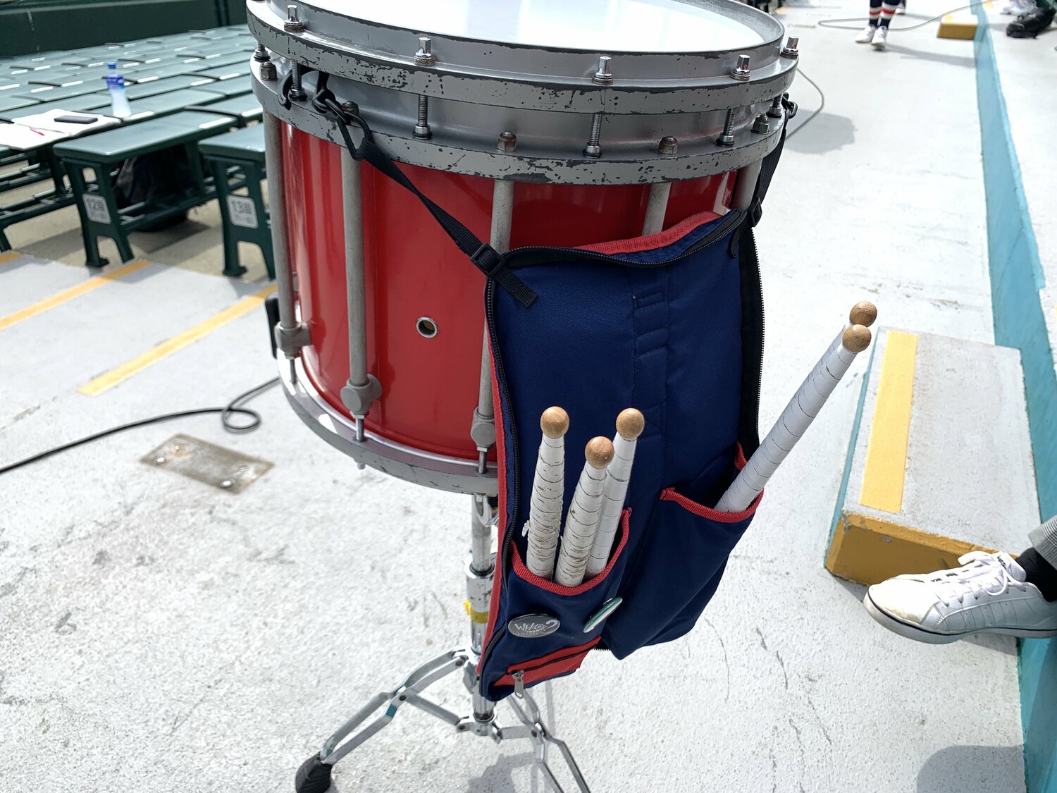 今大会、野球部の大太鼓は1台までと決められている ©Yukiko Umetsu