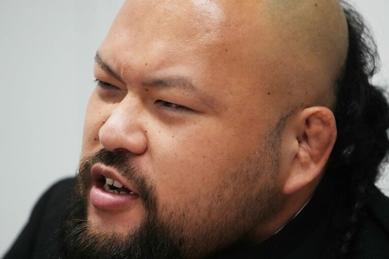 記者会見でのオーカーン　©Essei Hara