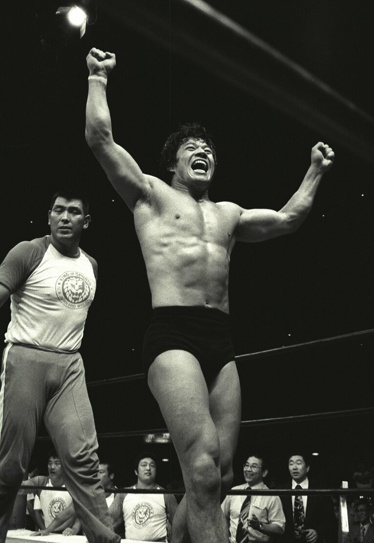 剛竜馬に勝利した藤波。1978年7月27日、日本武道館